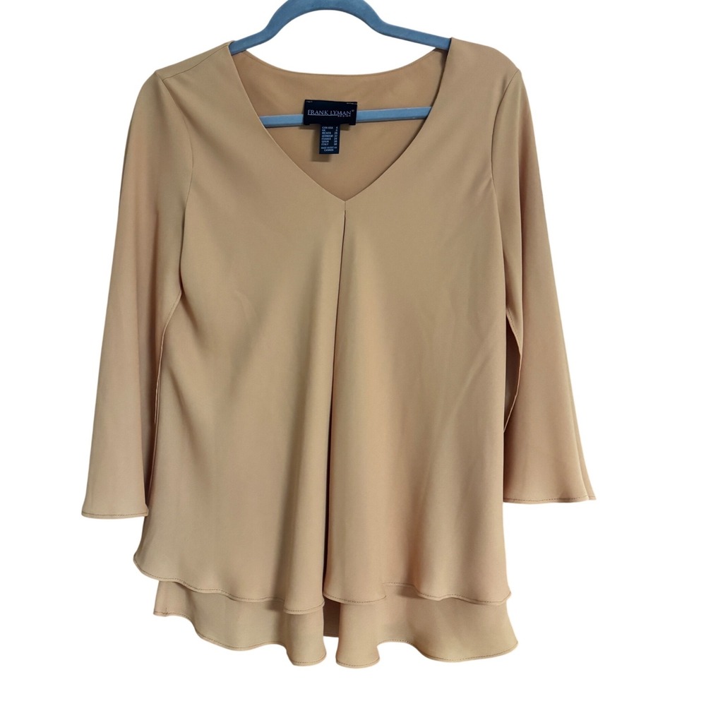 Frank Lyman Design V-Neck Bell Sleeve Layered Blouse Womens 4